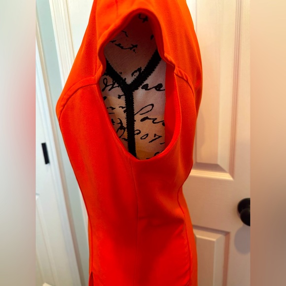 Sharagano Orange Cap Sleeves Zip Back Shift Dress with Pockets - Picture 6 of 8